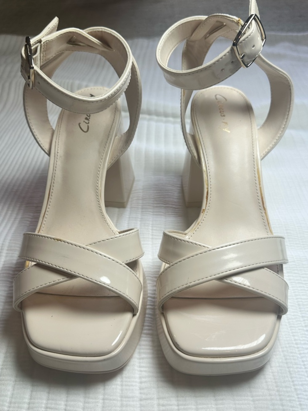 Circus by Sam Edelman Cream Patent Block Heel Sandals
